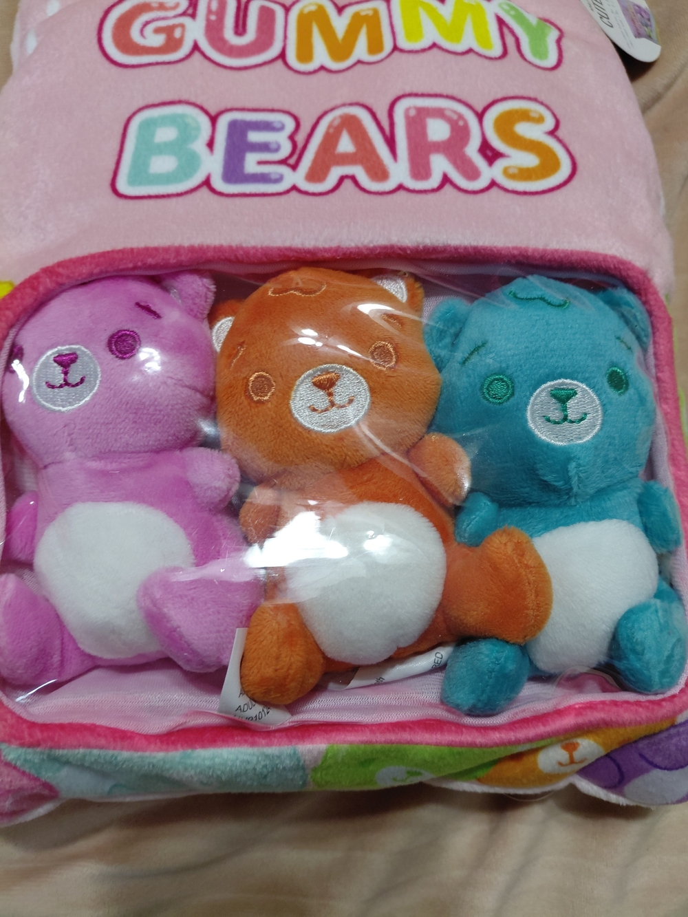Gummy Bears Plush Trio - Pink, Orange, Teal - Stuffed Animal Set